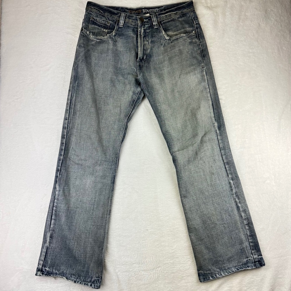 Urban Up Jeans Mens Bootcut Loose Fit 34x32 Blue Distressed Cotton Y2K